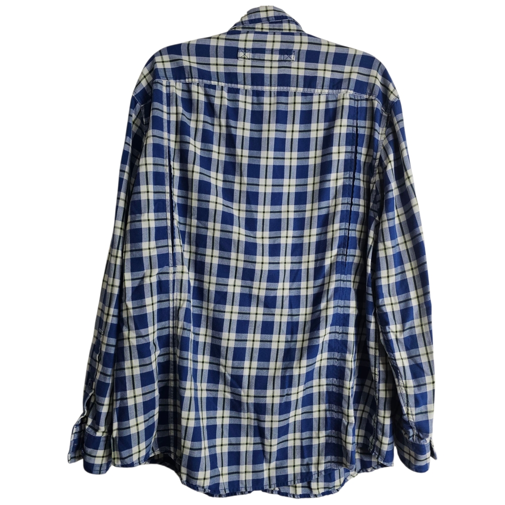 Duluth Trading Co Blue White Plaid Button Down Work Shirt Gusseted Pits Size XL - Picture 2 of 8